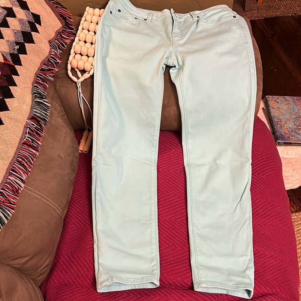 Stylus skinny crop pants in light aqua